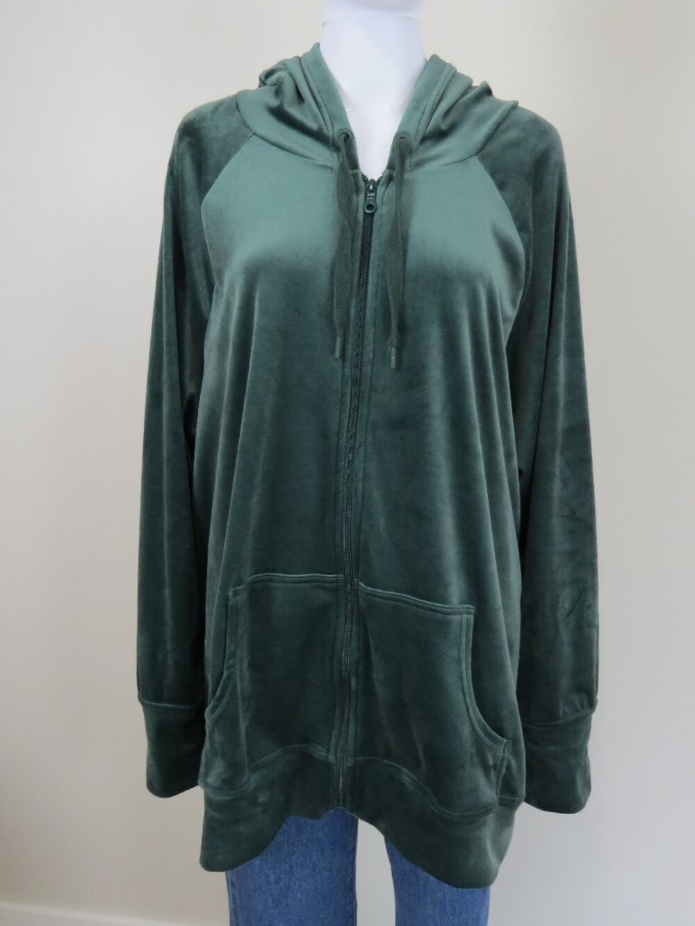 OFFLINE by Aerie Velour Zip Up Hoodie SIZE XXL Green Loungewear Athleisure